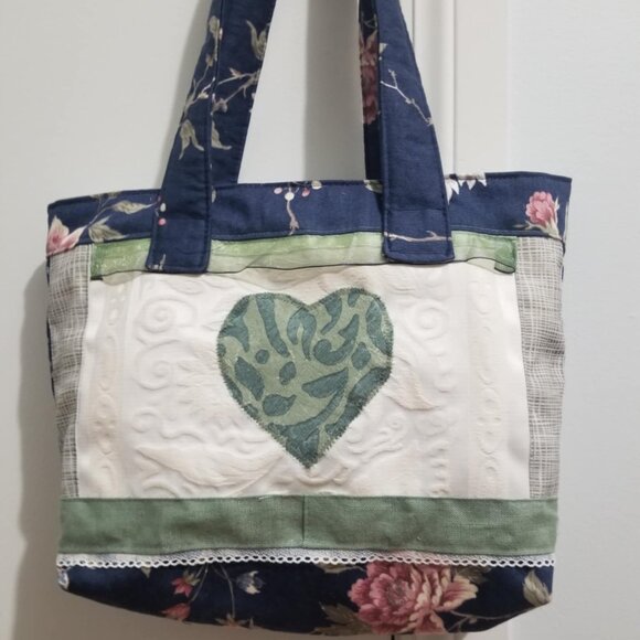 Country Fabric Shoulder Tote Bag Handbag Market Book Bag Purse Handmade Quilted - Picture 1 of 3